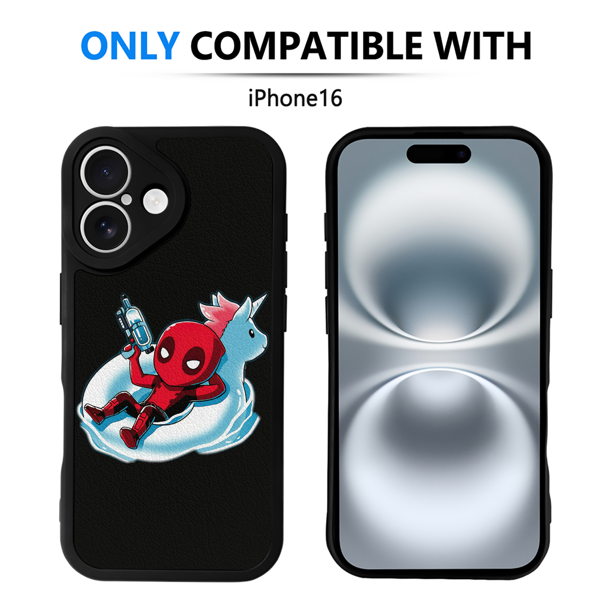 （画像用） Deadpool デッドプール 【iPhone 16シリーズ対応】シリコンスマホケース（レザー調） 材質：シリコン